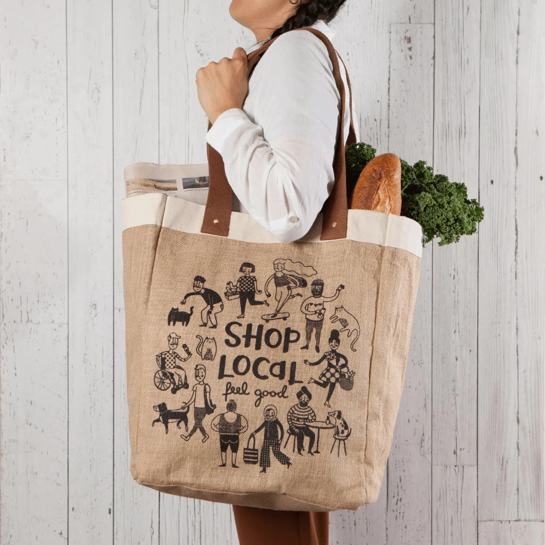 Market Shopping Tote with Laminated Lining [Green Thumb] - Image 3